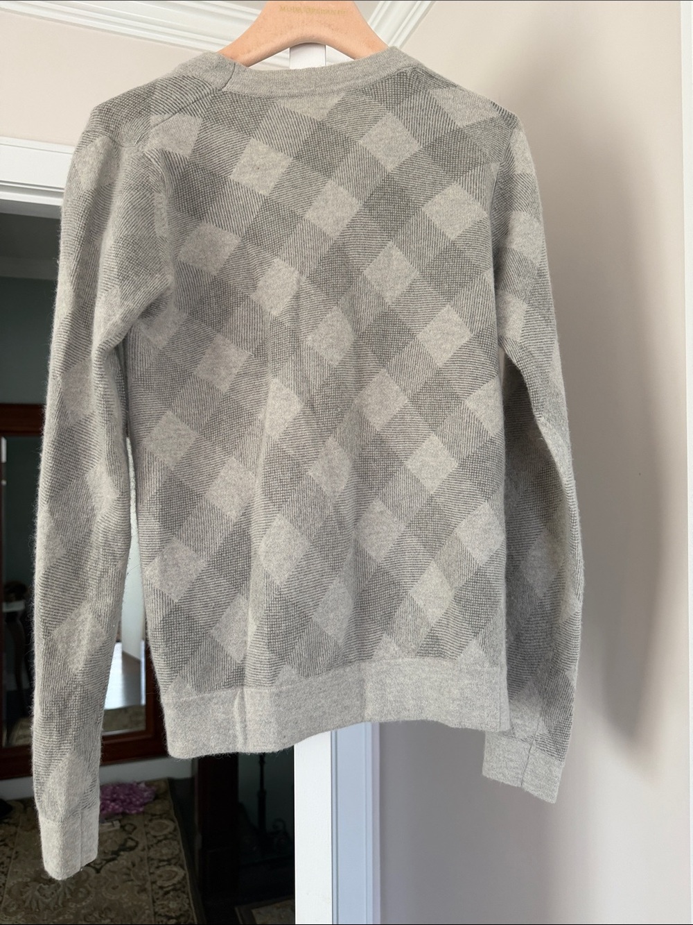 Aemkei gray plaid button cardigan lambswool and angora men’s size S - Picture 6 of 6